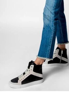 Zadig & Voltaire High Flash High-top leather sneakers. Grunge. Trashed. 36/5.5